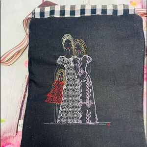 3 Generation grandma mom and daughter embroidery drawstring bag handmade